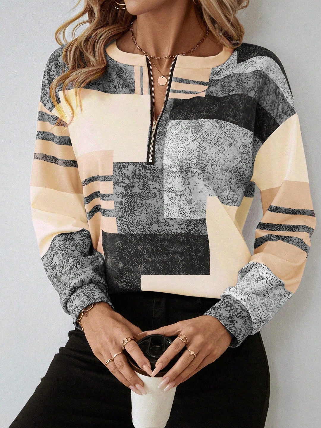 Thekla | Pull imprimé graphique avec fermeture éclair