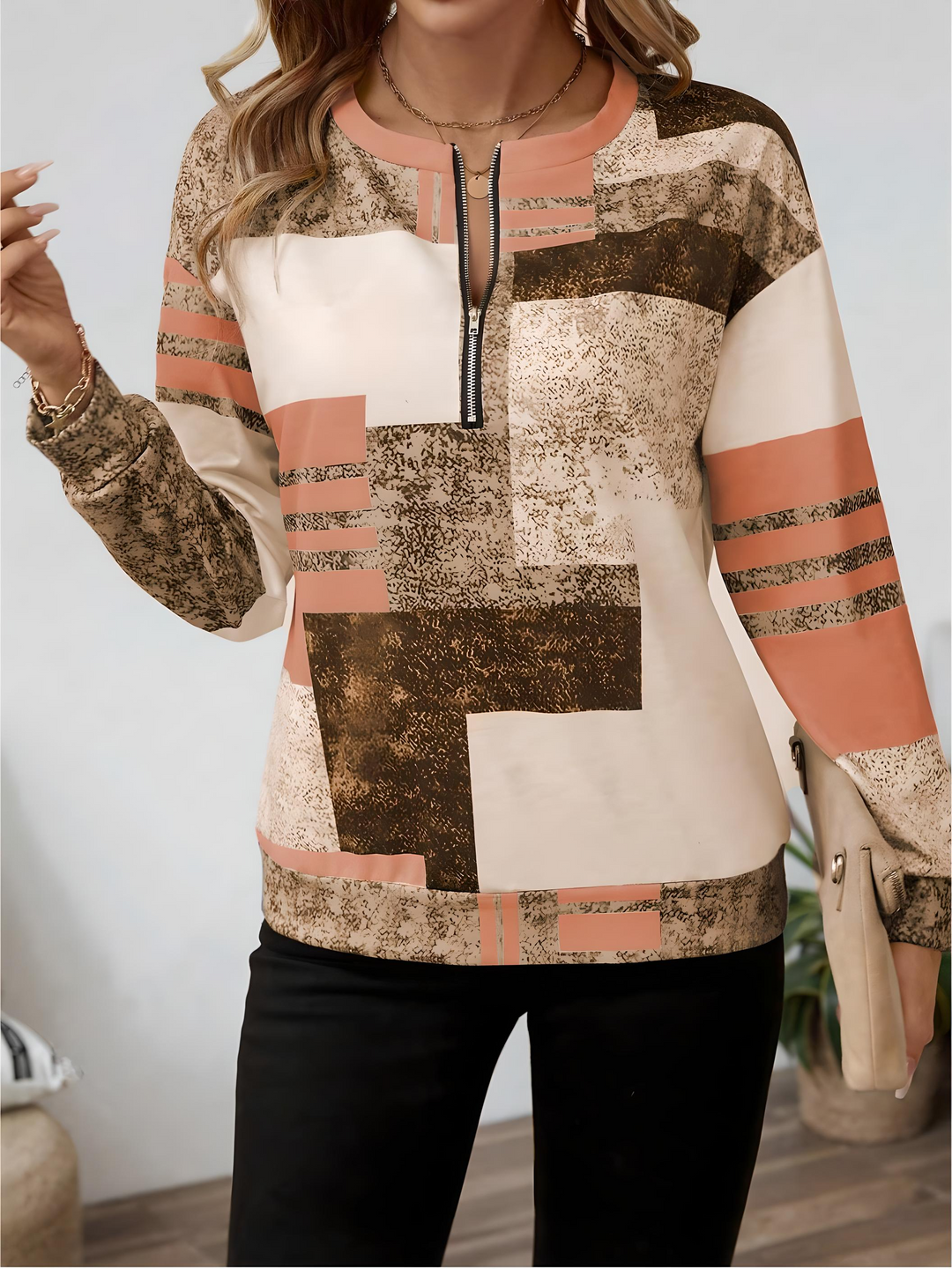Thekla | Pull imprimé graphique avec fermeture éclair