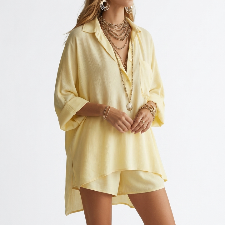 Louisiane™ – Ensemble chemise oversize et short pour une élégance décontractée