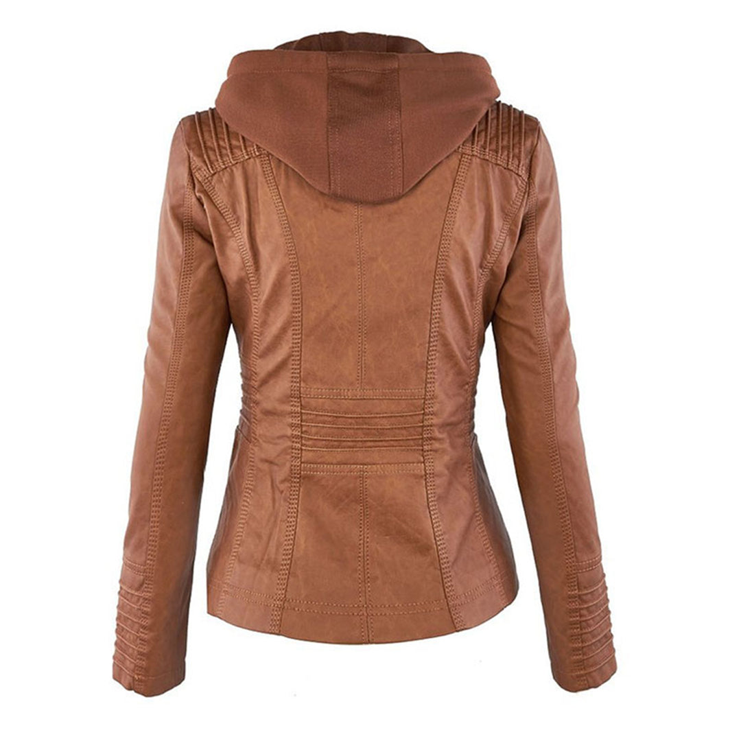Eva™ | Elegante leren jas met capuchon