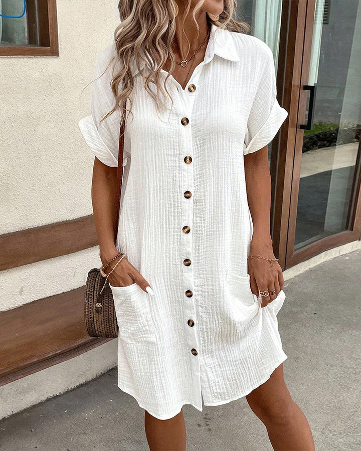Minke | Robe chemise légère boutonnée pour femme, modèle d'été