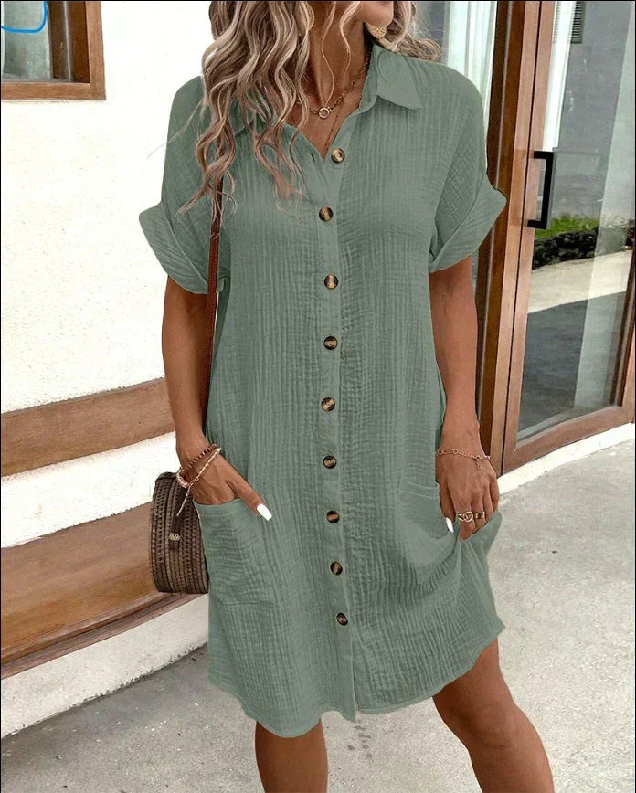 Minke | Robe chemise légère boutonnée pour femme, modèle d'été