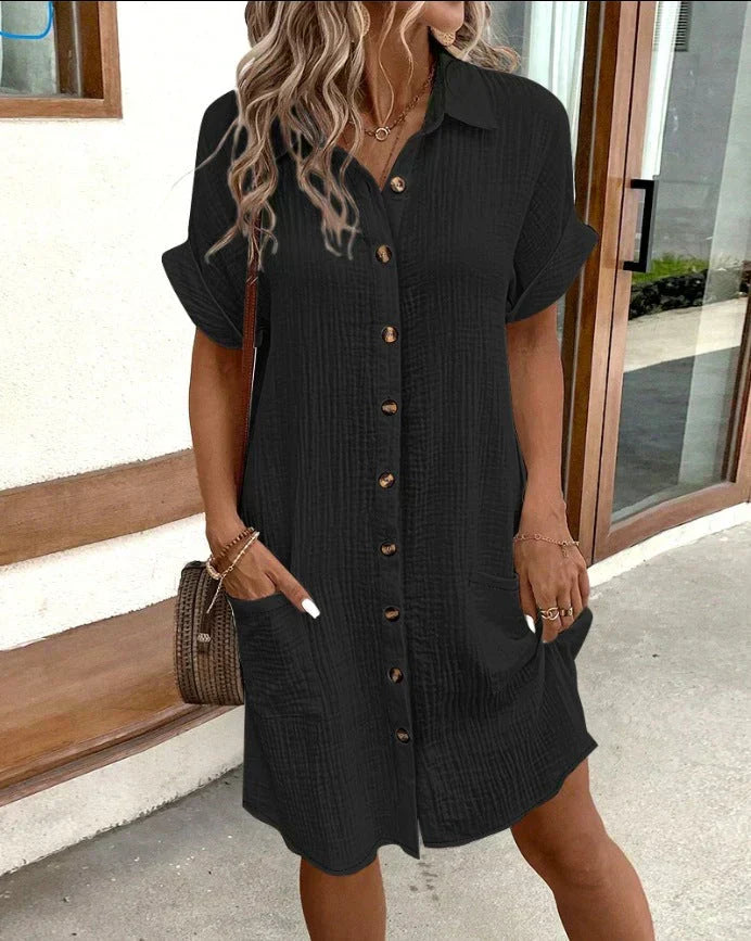 Minke | Robe chemise légère boutonnée pour femme, modèle d'été