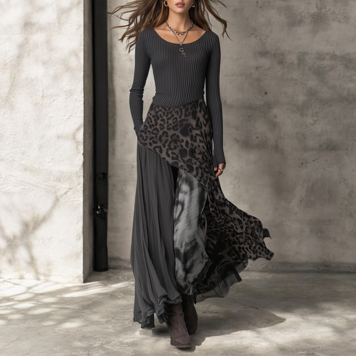 NKEM | Robe léopard à manches longues