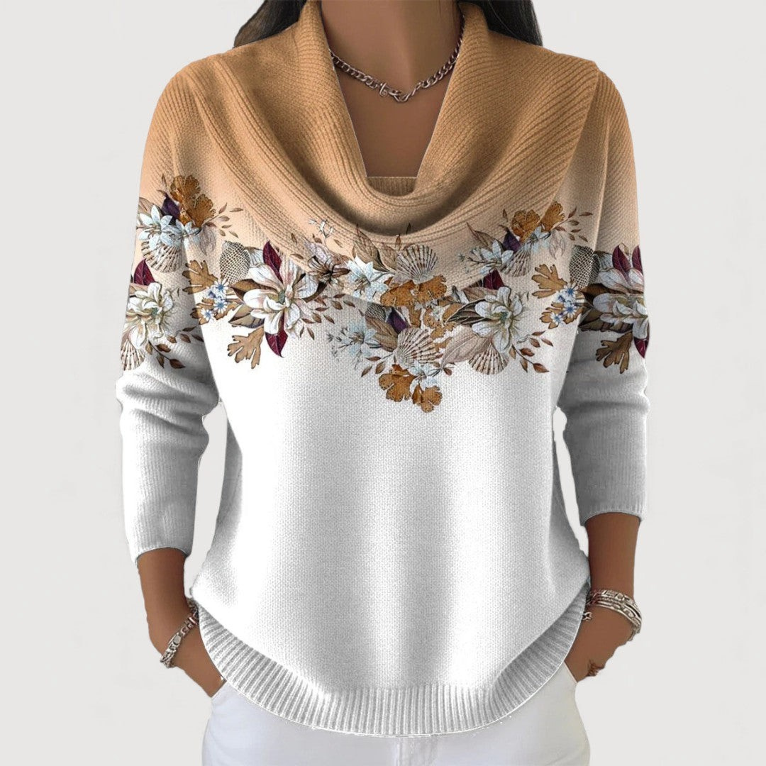 Alora | Pull à fleurs avec douche encolure