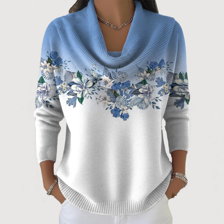 Alora | Pull à fleurs avec douche encolure