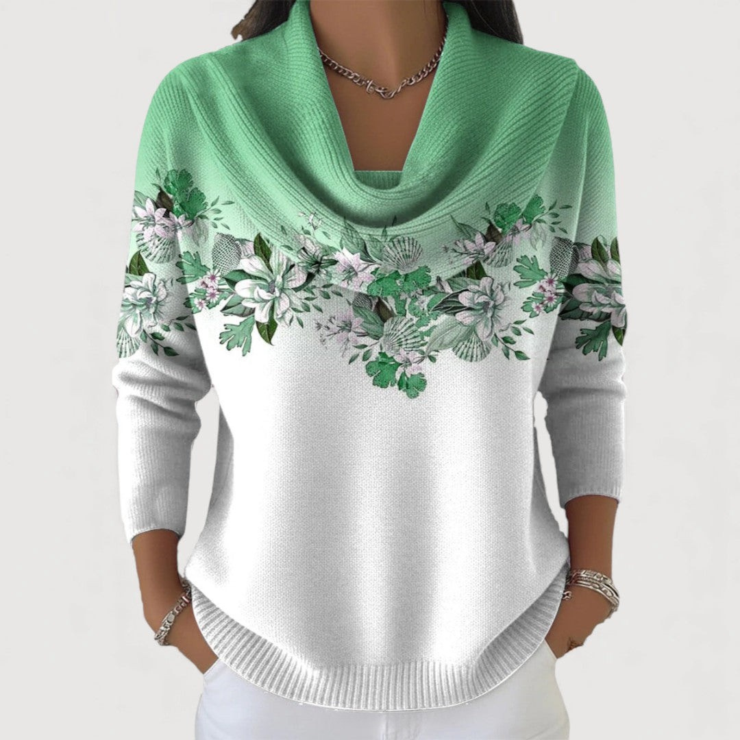 Alora | Pull à fleurs avec douche encolure