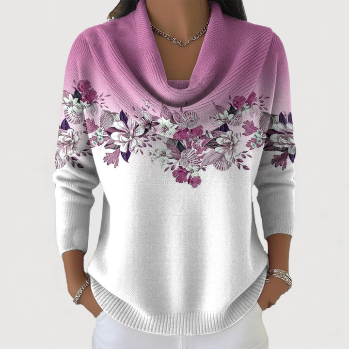 Alora | Pull à fleurs avec douche encolure