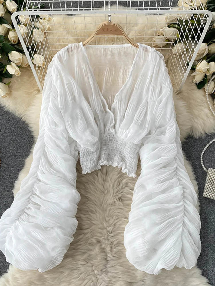 NOÉMIE | Blouse d'été sexy en mousseline drapée