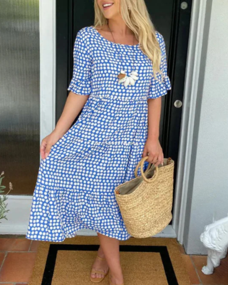 ZORA | ROBE MIDI À MANCHES COURTES ET SABLE