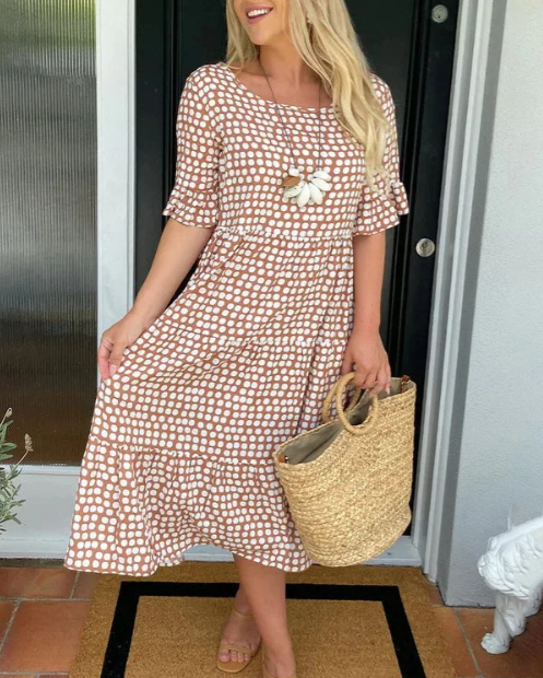 ZORA | ROBE MIDI À MANCHES COURTES ET SABLE