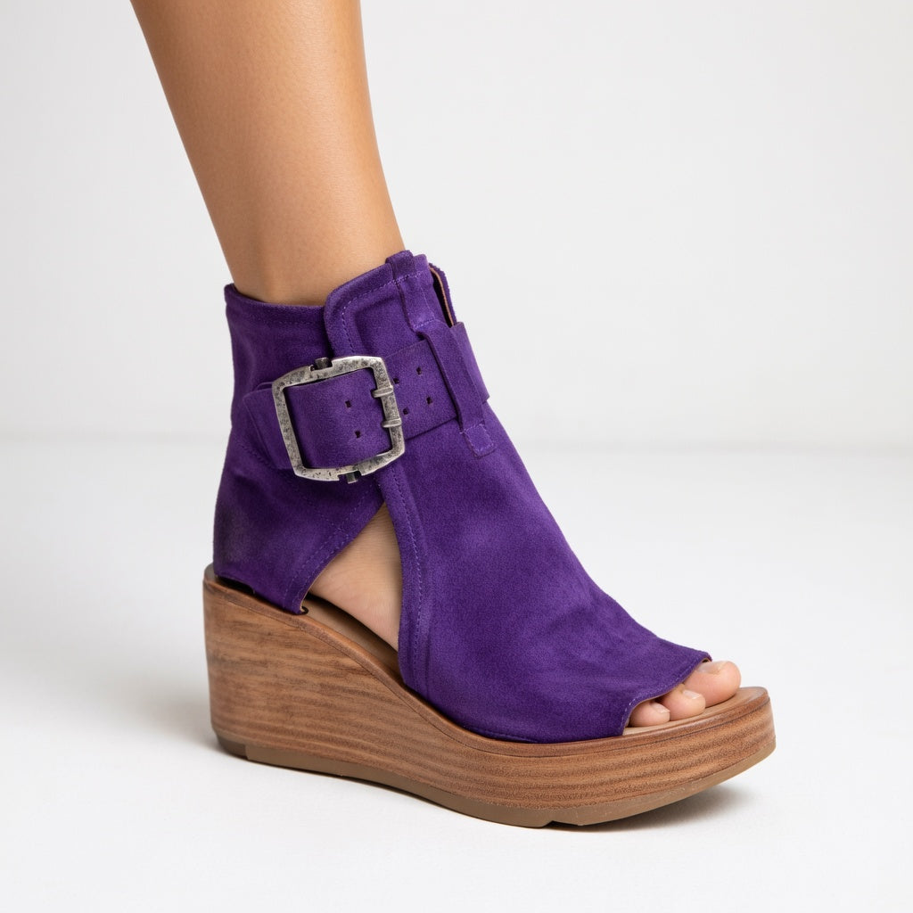Victoire | Bottines à bout ouvert et talon compensé