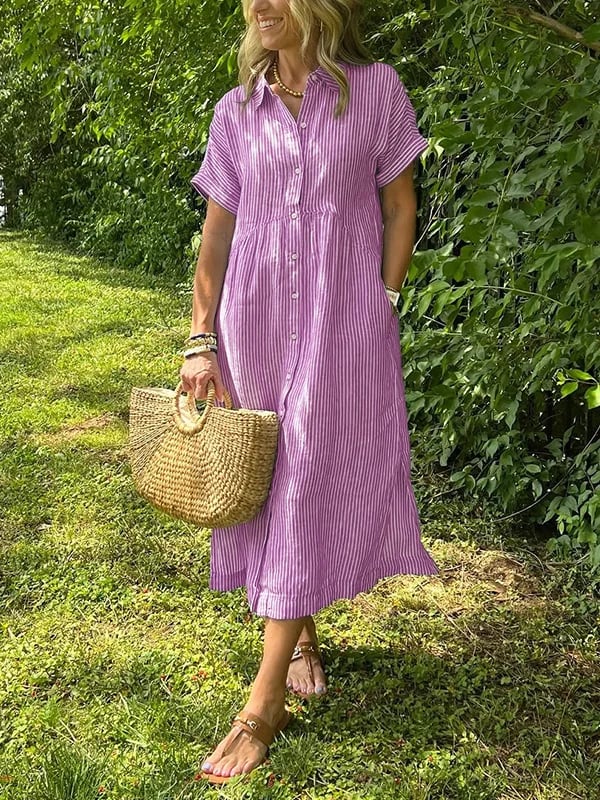 Saar | Robe chemise à rayures avec poches