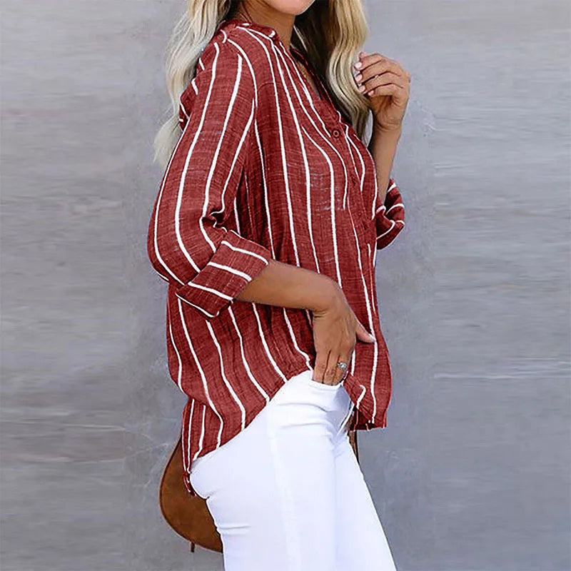 Annie | Élégante blouse rayée à boutons