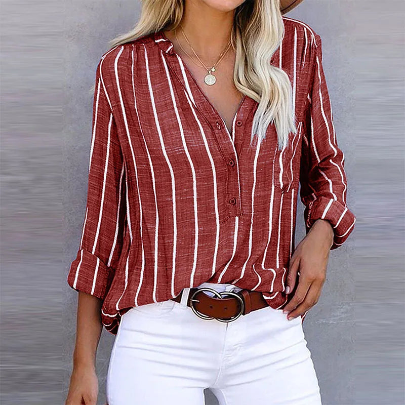Annie | Élégante blouse rayée à boutons