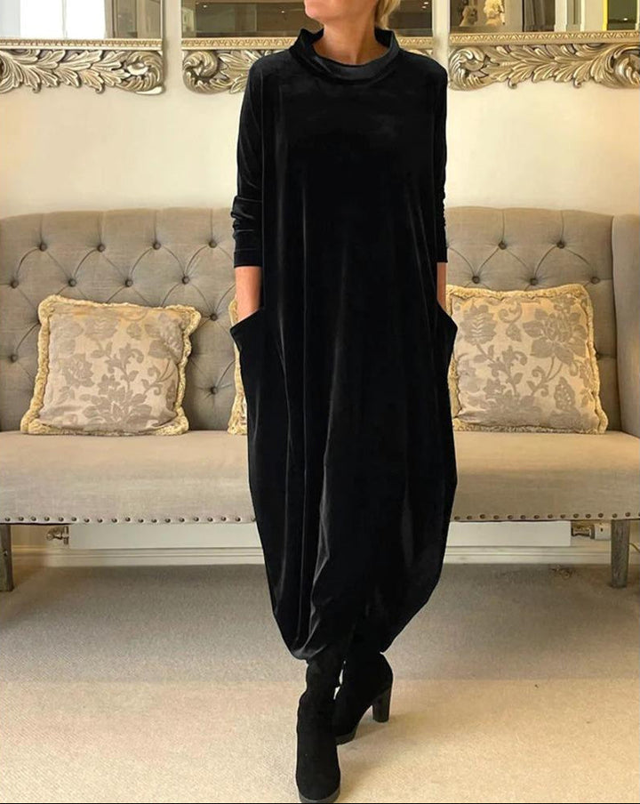 Herma | Robe longue élégante en velours avec poches