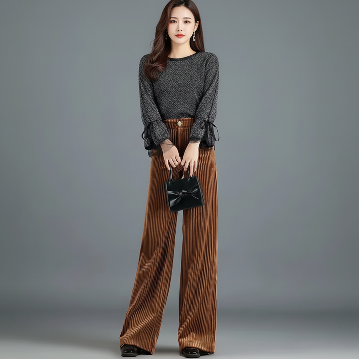 Lotus | Pantalon en velours côtelé taille haute pour femme