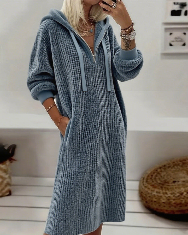 Aafke | Robe décontractée à capuche et maille nid d'abeille