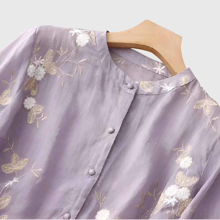 Nellie™ | Haut Élégant avec Fleurs Brodées