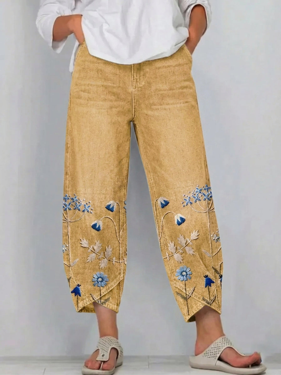 Pantalon brodé Mélissa casual chic