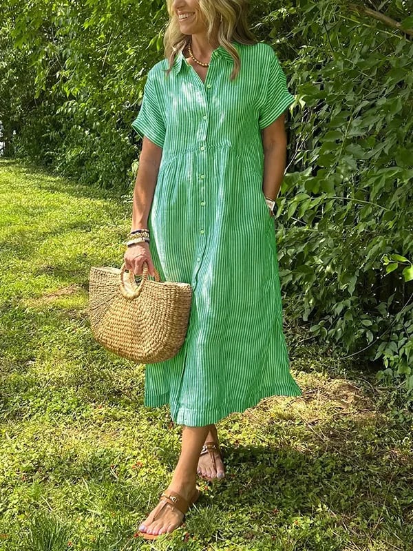 Saar | Robe chemise à rayures avec poches