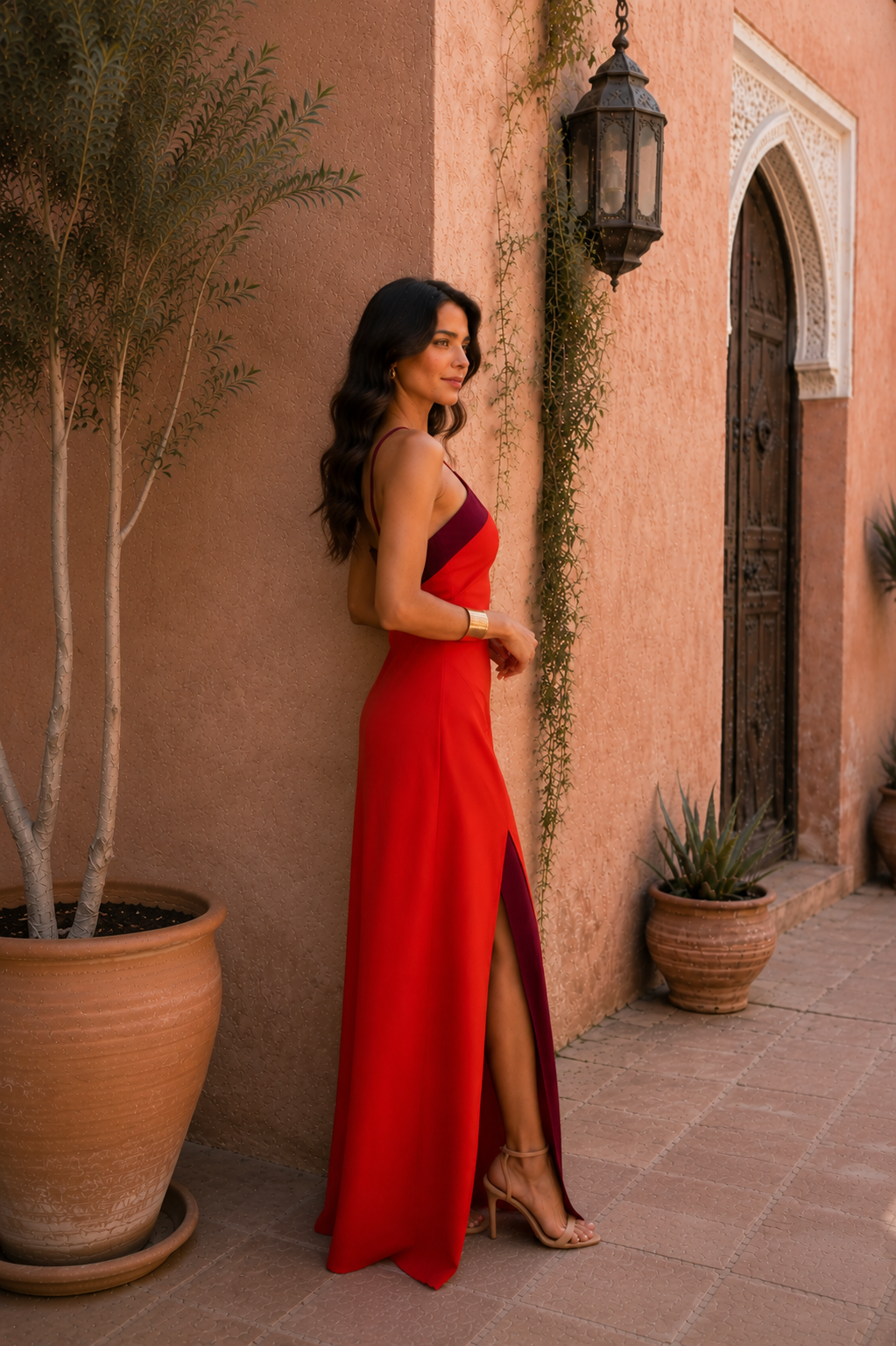 Robe longue dos nu avec fente