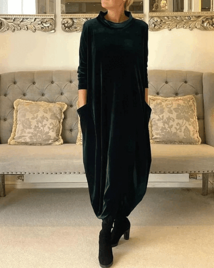 Herma | Robe longue élégante en velours avec poches