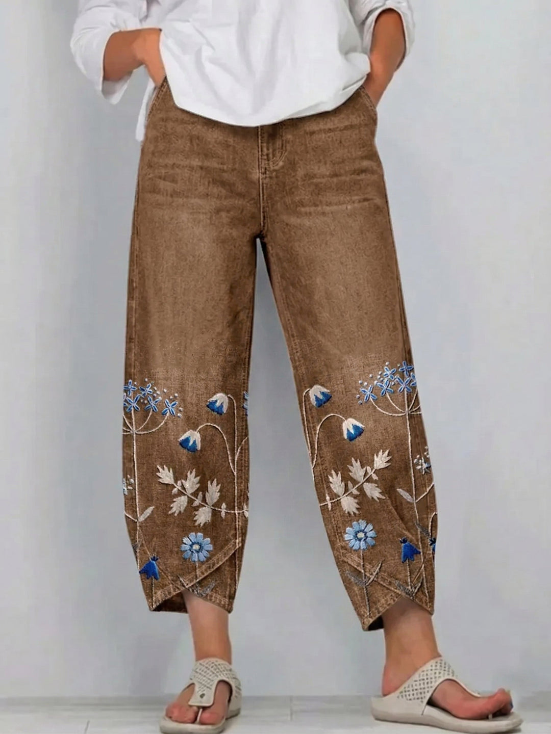Pantalon brodé Mélissa casual chic