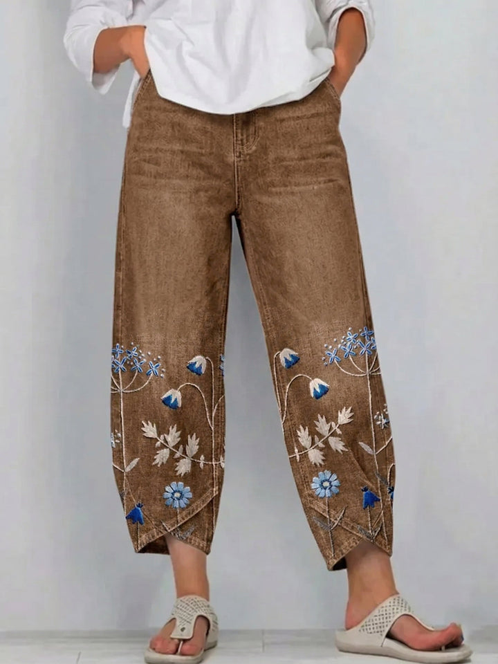 Pantalon brodé Mélissa casual chic