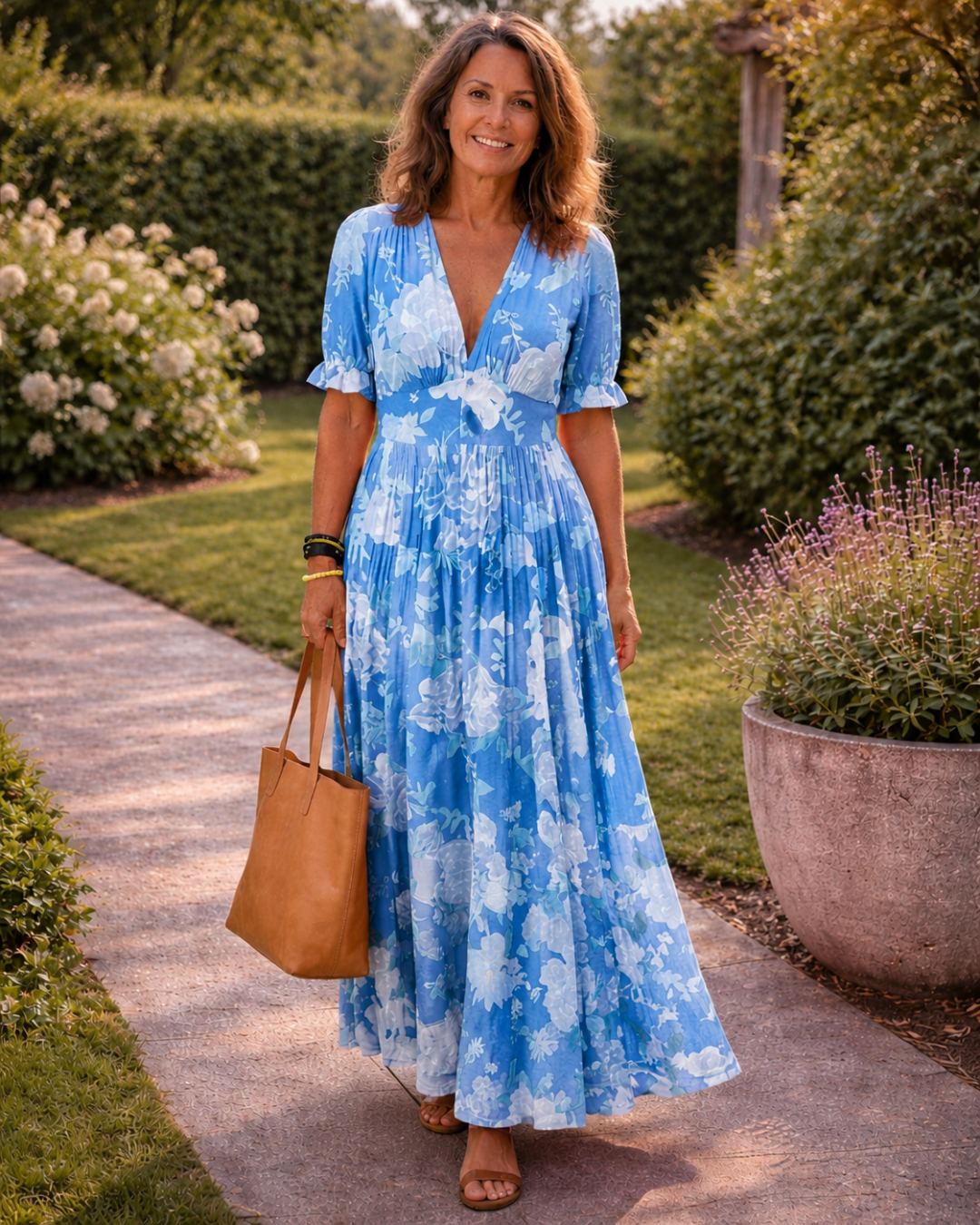 Lénie | Robe midi fleurie col V