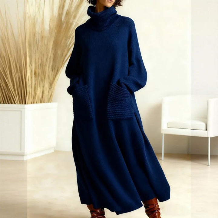 Robe pull à col roulé et manches longues pour femme – Chaude, confortable et élégante