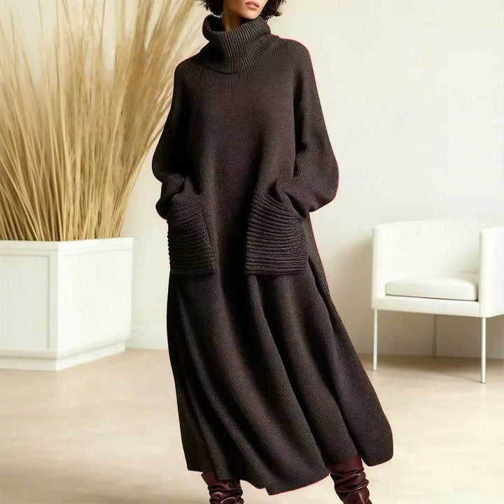 Robe pull à col roulé et manches longues pour femme – Chaude, confortable et élégante