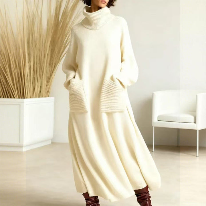 Robe pull à col roulé et manches longues pour femme – Chaude, confortable et élégante