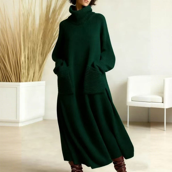 Robe pull à col roulé et manches longues pour femme – Chaude, confortable et élégante